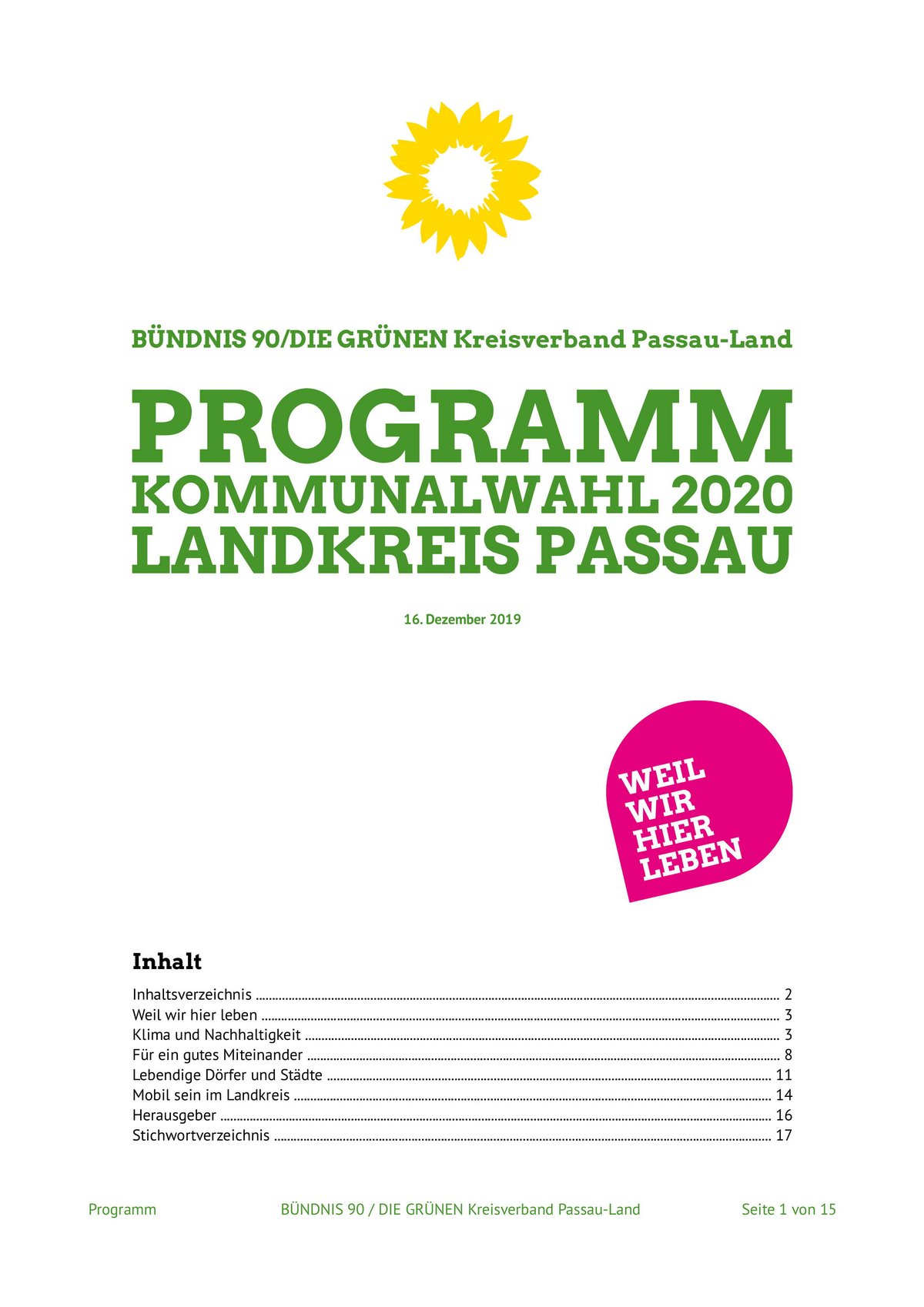 Programm Bündnis 90/DIE GRÜNEN Passau-Land